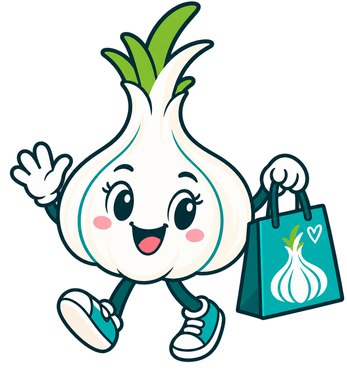 Shop Downtown Gilroy garlic shopping mascot